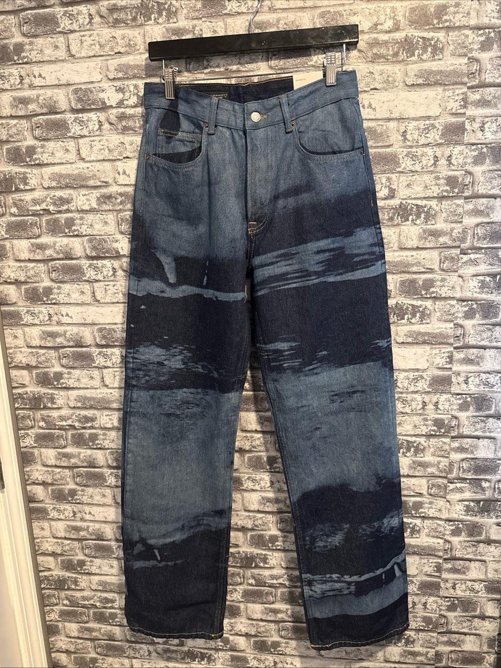 Zara Straight Fit Jeans Men's Size 29x32 abstract blue - Brand New